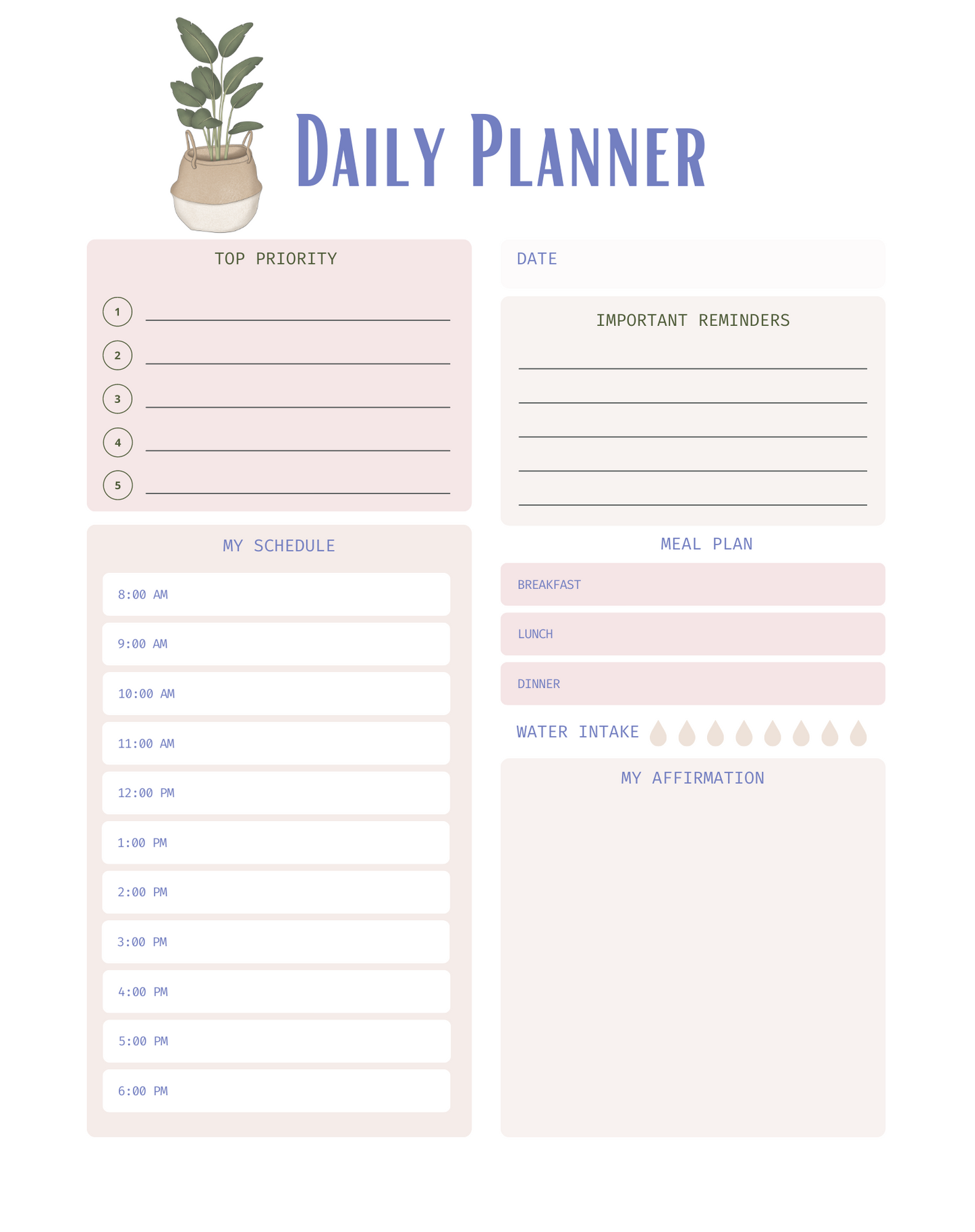 Home Sweet Home Daily Planner