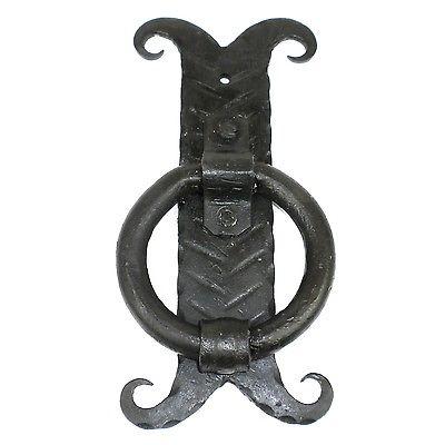 Handmade Iron Textured Scroll and Ring Door Knocker -